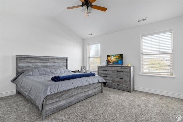 787 E 1950 S, Lehi, UT 84043 - bedroom featuring vaulted ceiling, carpet, baseboards, and a ceiling fan