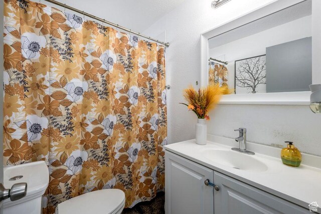 5092 W 4100 S, West Valley City, UT 84120 - bathroom with toilet, vanity, and a shower with shower curtain