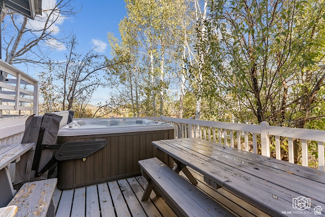 780 W Hillside Dr, Pine Valley, UT 84781 - wooden terrace featuring a hot tub