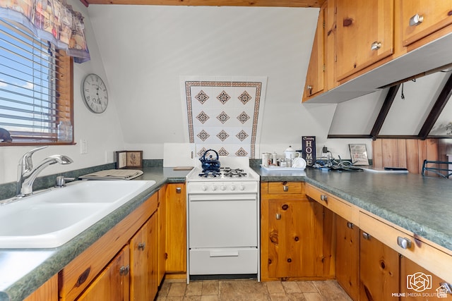 780 W Hillside Dr, Pine Valley, UT 84781 - kitchen with sink and white range