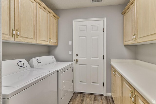 356 N Cactus Ln Unit 9, Washington, UT 84780 - laundry room with washer and dryer, cabinet space, and dark wood-type flooring