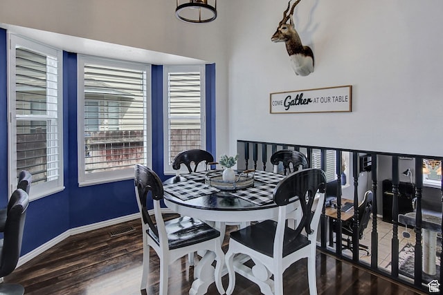 dining area with wood-type flooring