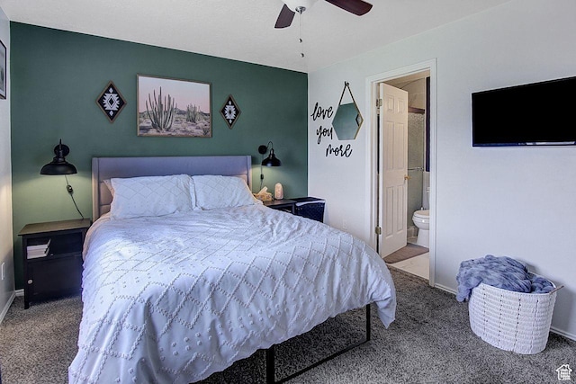 4958 S 3900 W, Roy, UT 84067 - carpeted bedroom featuring connected bathroom, baseboards, and ceiling fan