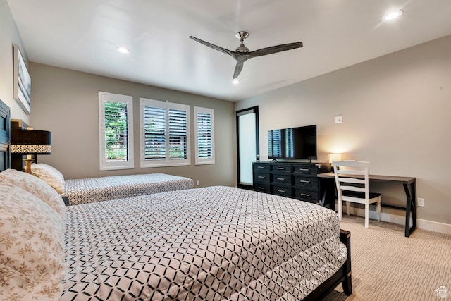 10005 N Meer Cir, Heber City, UT 84032 - bedroom featuring light colored carpet and ceiling fan