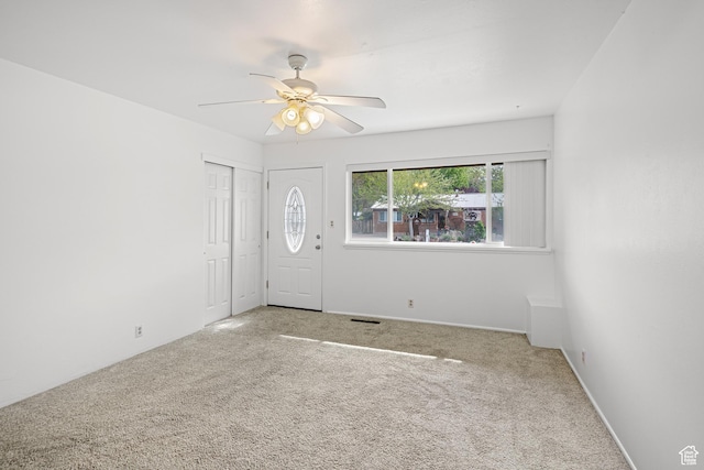 321 Park Rd, Moab, UT 84532 - carpeted foyer entrance featuring a ceiling fan