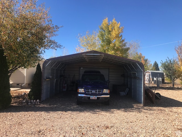 exterior space featuring a carport