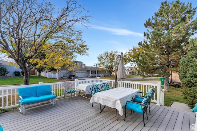 3635 S Arbor Park Dr, Magna, UT 84044 - wooden deck with a yard and outdoor dining space