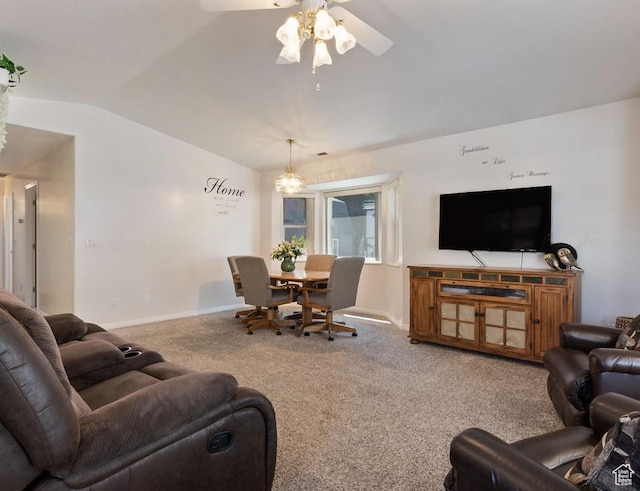 180 N 1100 E Unit 133, Washington, UT 84780 - living room with ceiling fan, baseboards, carpet, and vaulted ceiling