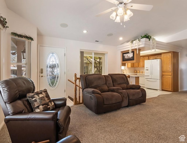180 N 1100 E Unit 133, Washington, UT 84780 - living area with ceiling fan, recessed lighting, light colored carpet, and baseboards