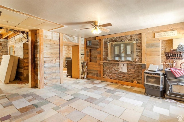 165 S 200 W, Manti, UT 84642 - living area featuring wood walls and ceiling fan