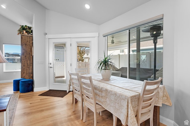 519 N Pintail Ln Unit C, Vineyard, UT 84059 - dining area with vaulted ceiling, light wood finished floors, recessed lighting, and baseboards