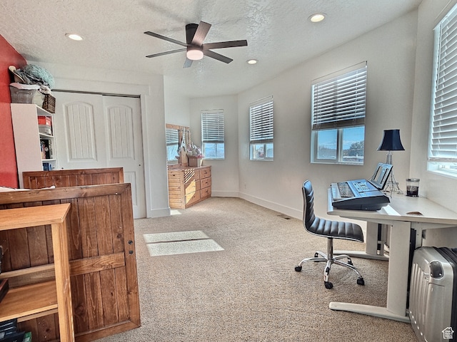 660 S 2500 W, Vernal, UT 84078 - carpeted home office with ceiling fan and a textured ceiling