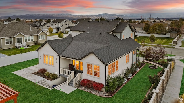 11959 S 235 E, Draper, UT 84020 - back of property with stucco siding, roof with shingles, a residential view, and a mountain view