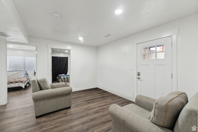 11959 S 235 E, Draper, UT 84020 - living area with dark wood-type flooring, baseboards, and recessed lighting