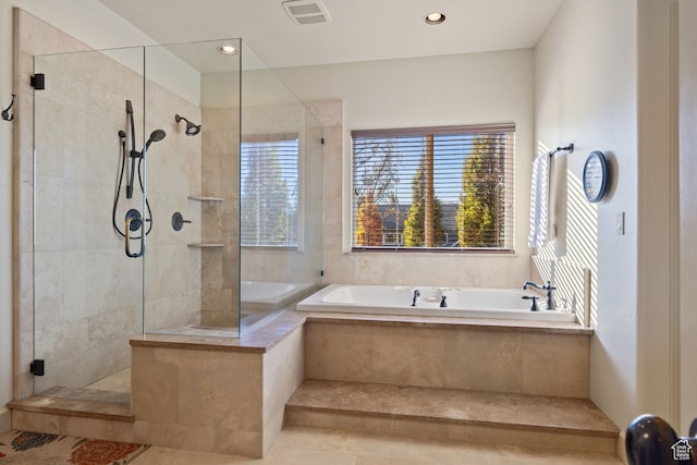 2745 E 4510 S, Holladay, UT 84117 - bathroom featuring plus walk in shower and tile patterned floors
