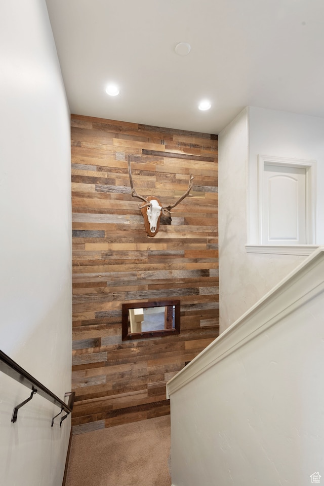 2745 E 4510 S, Holladay, UT 84117 - stairway with carpet flooring and wooden walls