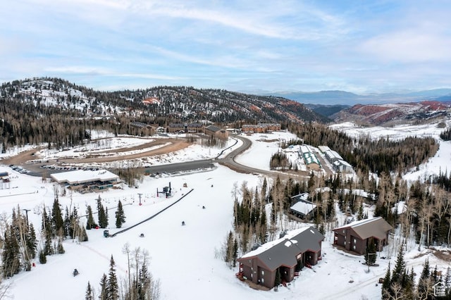 150 W Ridgeview St Unit 220, Brian Head, UT 84719 - snowy aerial view featuring a mountain view