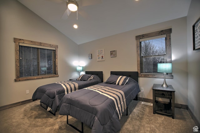 1400 N Cisco Cir, Garden City, UT 84028 - bedroom with carpet, lofted ceiling, baseboards, recessed lighting, and a ceiling fan