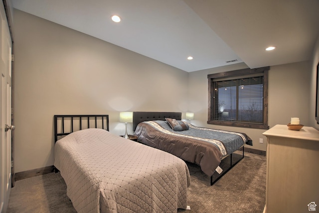 1400 N Cisco Cir, Garden City, UT 84028 - bedroom with dark carpet, baseboards, and recessed lighting