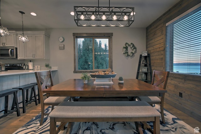 1400 N Cisco Cir, Garden City, UT 84028 - dining space featuring wood walls, recessed lighting, and wood finished floors
