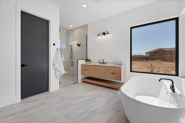 3967 N Hillside Way, Santa Clara, UT 84765 - bathroom with vanity and shower with separate bathtub
