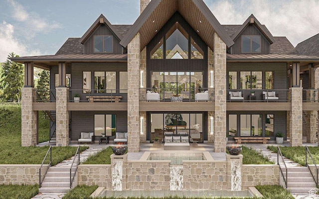 1478 S 920 E, Salem, UT 84653 - back of house featuring a standing seam roof, a balcony, and a metal roof