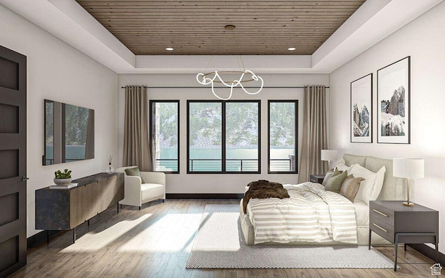 1478 S 920 E, Salem, UT 84653 - bedroom with wooden ceiling, a raised ceiling, a chandelier, and wood finished floors