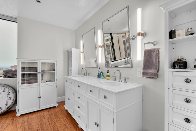 44 W Broadway S Unit 1205S, Salt Lake City, UT 84101 - bathroom featuring wood-type flooring and vanity
