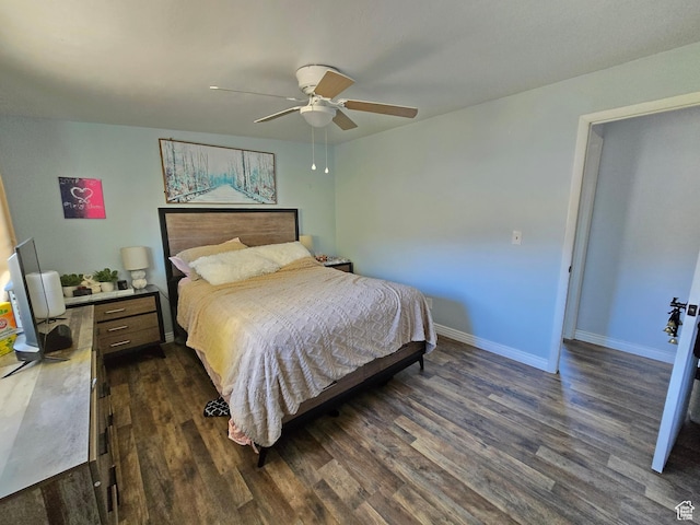 1088 N Nayon St Unit F, Layton, UT 84040 - bedroom featuring dark wood-type flooring, a ceiling fan, and baseboards