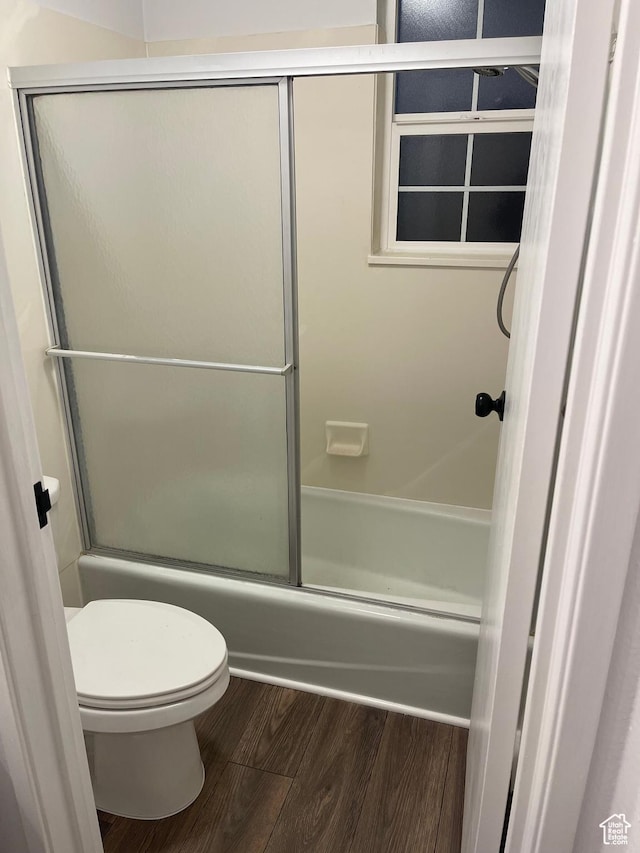 23 E 600 S, Orem, UT 84058 - full bath with toilet, wood finished floors, and shower / bath combination with glass door