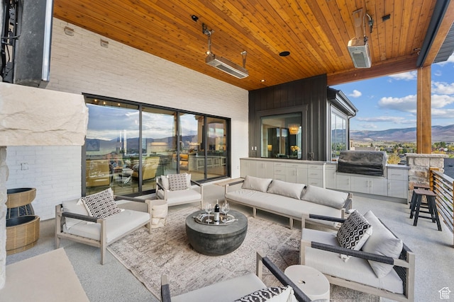 3300 E Hunters Ridge Cir, Heber City, UT 84032 - view of patio / terrace with an outdoor living space and a mountain view