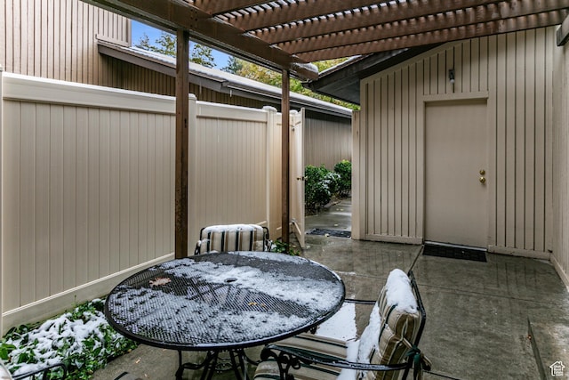 6435 S 1610 E, Murray, UT 84121 - view of patio featuring fence, a pergola, and outdoor dining space