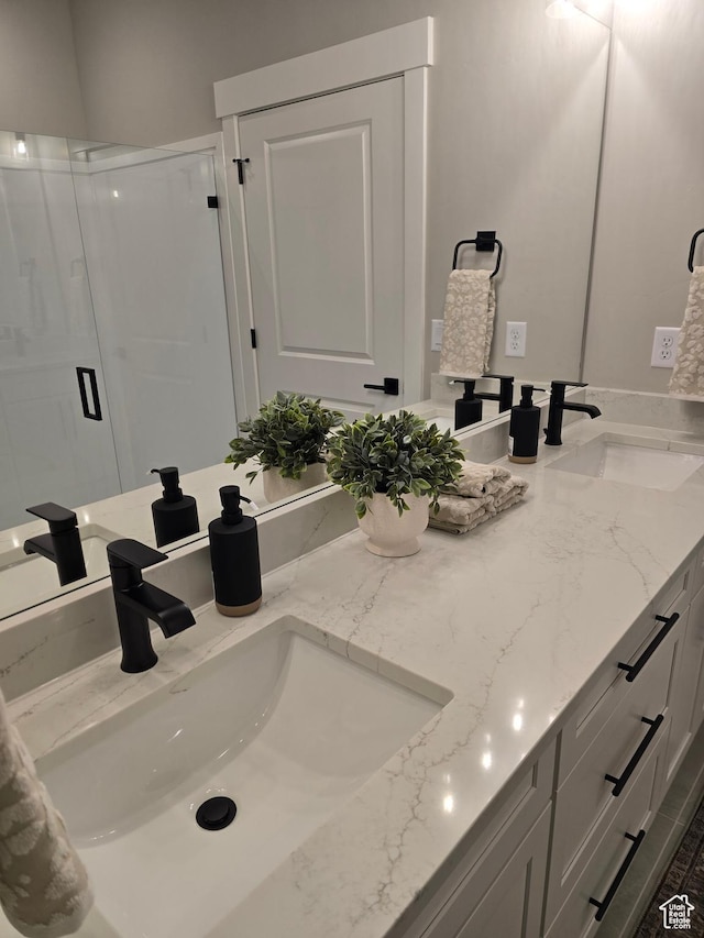 10798 S Haven Landing Dr, South Jordan, UT 84095 - bathroom with a shower with door and vanity
