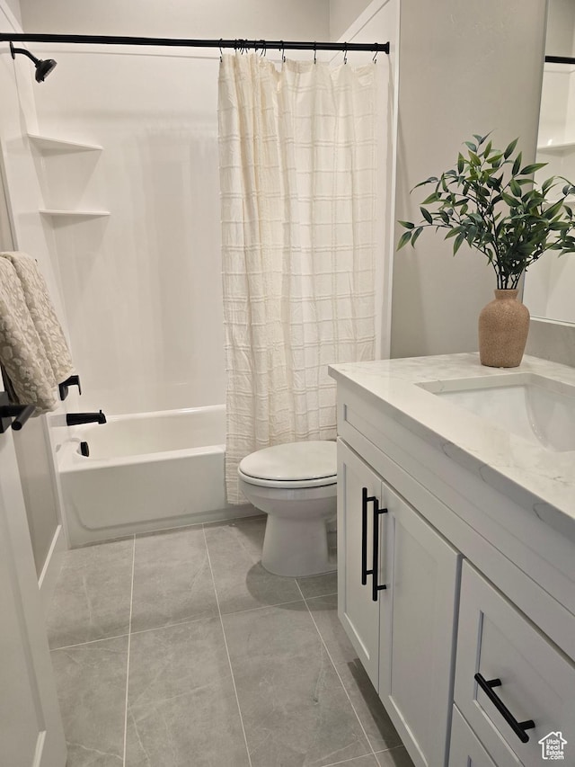 10798 S Haven Landing Dr, South Jordan, UT 84095 - full bathroom featuring tile patterned flooring, vanity, shower / bath combination with curtain, and toilet