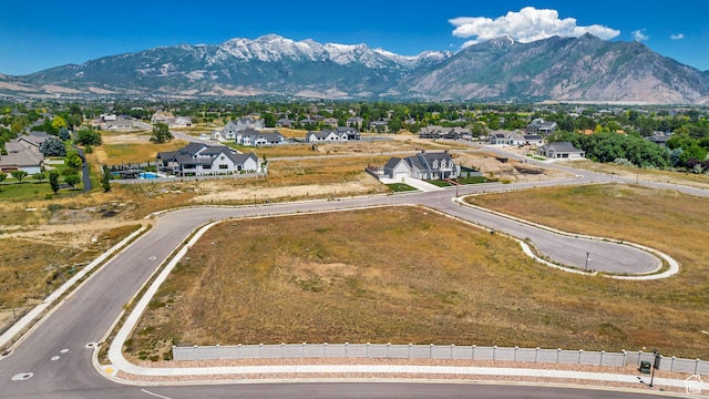 drone / aerial view with a mountain view