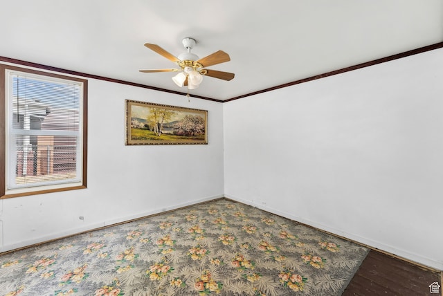 7865 S Main St, Midvale, UT 84047 - spare room featuring hardwood / wood-style floors, ceiling fan, and crown molding