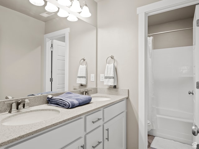 2424 N Lazy J Ln, Lehi, UT 84043 - full bathroom with shower / bathtub combination with curtain, vanity, and toilet