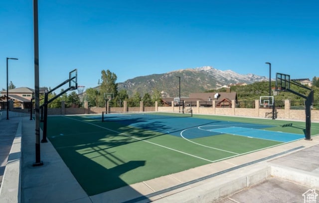 2159 E Bald Eagle Ct S, Draper, UT 84020 - view of basketball court featuring community basketball court, a mountain view, and fence
