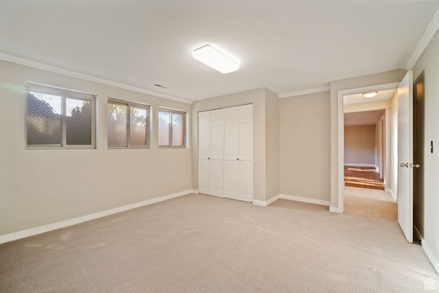 151 S Bernice Way, North Salt Lake, UT 84054 - unfurnished bedroom with light carpet, a closet, and crown molding