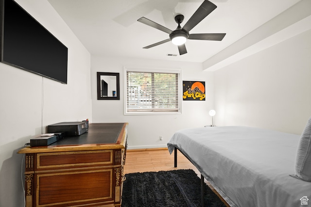 1492 W Meadow Loop Rd Unit 21/22, Snyderville, UT 84098 - bedroom with hardwood / wood-style floors and ceiling fan