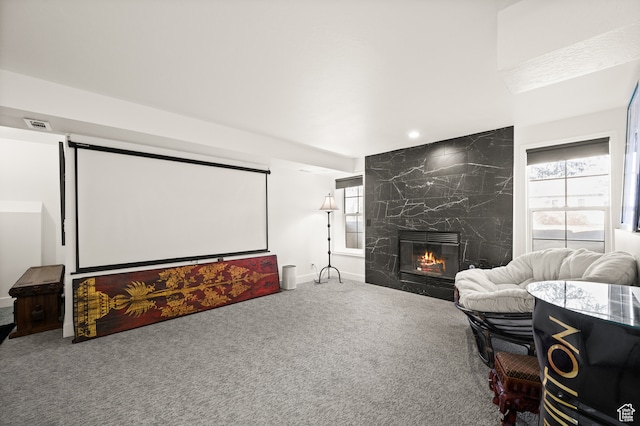 1492 W Meadow Loop Rd Unit 21/22, Snyderville, UT 84098 - carpeted home theater with a large fireplace