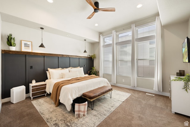 6443 W Early Bird Dr, South Jordan, UT 84009 - carpeted bedroom featuring recessed lighting and ceiling fan