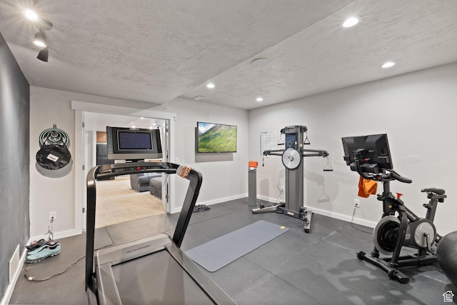 6443 W Early Bird Dr, South Jordan, UT 84009 - exercise area featuring recessed lighting, baseboards, and a textured ceiling