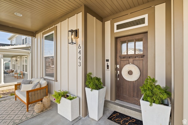 6443 W Early Bird Dr, South Jordan, UT 84009 - doorway to property with a porch and board and batten siding