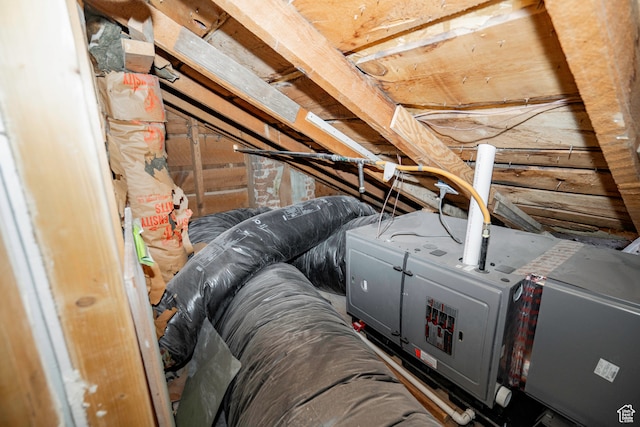 view of unfinished attic
