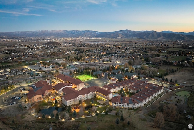 aerial view featuring a mountain view