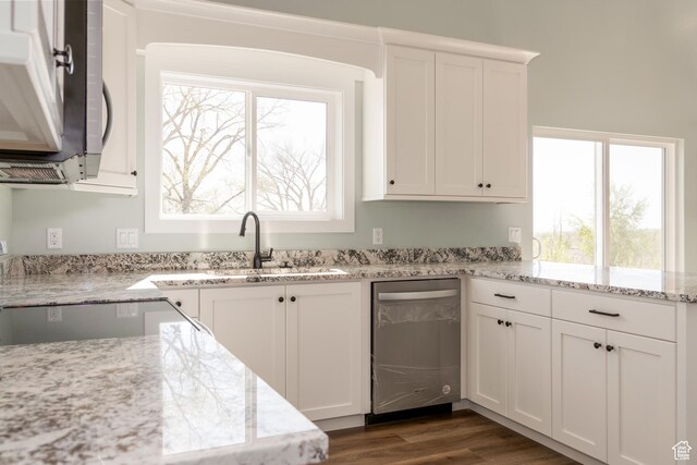 1342 N 4075 W Unit 3A, Vernal, UT 84078 - kitchen featuring white cabinets, plenty of natural light, dishwasher, and light stone countertops