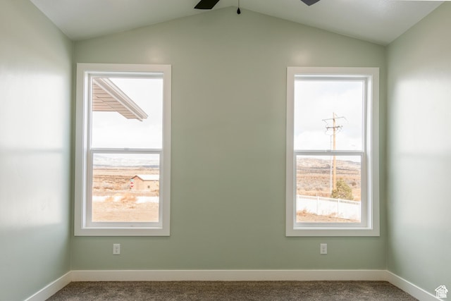 1462 N 4075 W Unit 2, Vernal, UT 84078 - carpeted empty room with a ceiling fan, vaulted ceiling, and baseboards