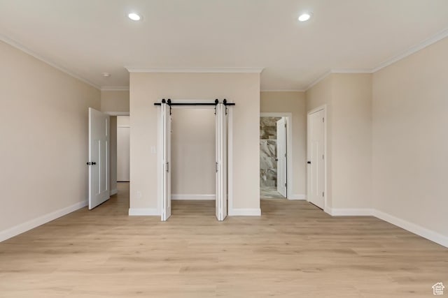 408 Rigdon St, Grantsville, UT 84029 - unfurnished bedroom featuring light wood-type flooring, recessed lighting, crown molding, and baseboards