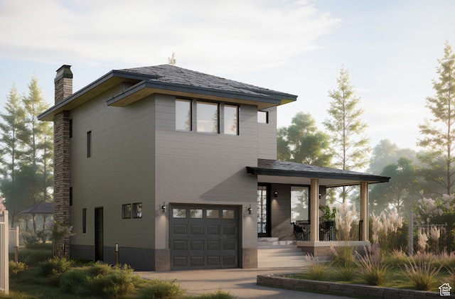 view of front of home with a garage